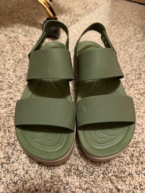 CROCS Olive Green Dual-Strap Sandals
